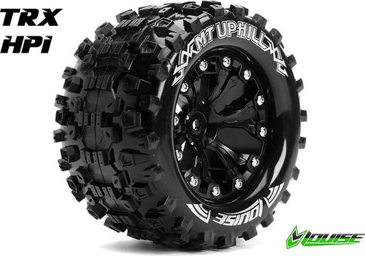 Louise RC - MT-UPHILL - 1-10 Monster Truck Bandenset - Gemonteerd - Sport - Velgen 2.8 Zwart - 1/2-Offset - Zeskant 12mm - L-T3204SBH