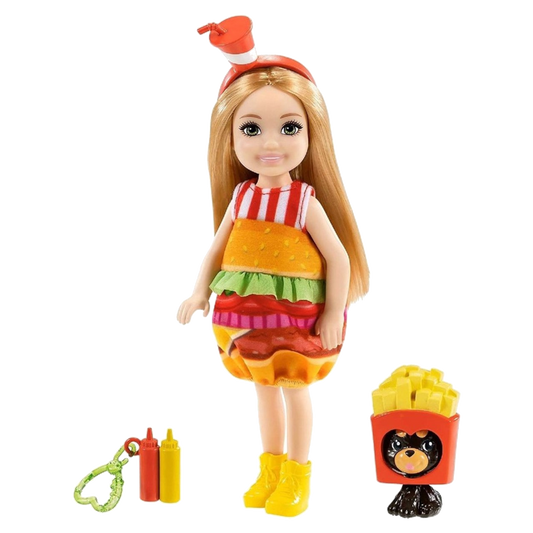 Barbie Club Chelsea   Meisje met Hamburger Jurkje