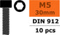Revtec - Cilinderkopschroef - Binnenzeskant - M5X30 - Staal - 10 st