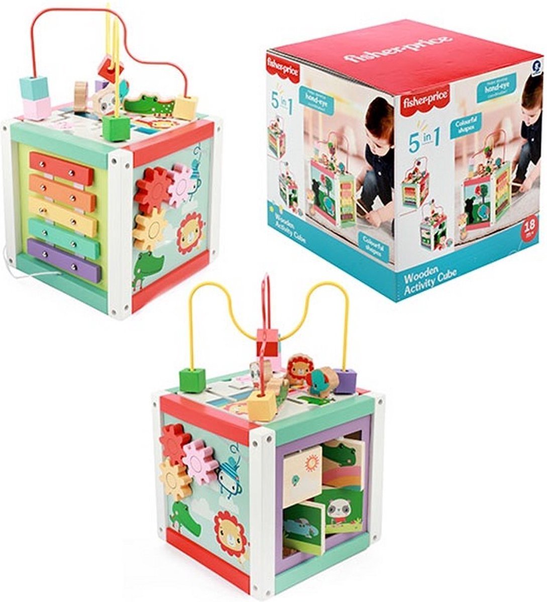 Fisher Price 5In1 Houten Activiteitenkubus