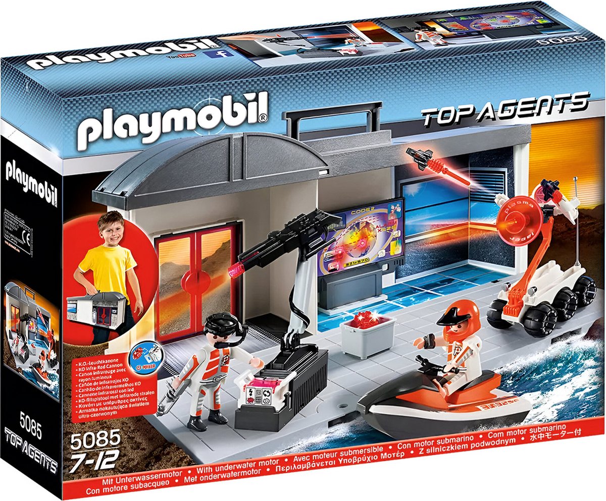 PLAYMOBIL, Top Agenten Transportabel Hoofdkwartier met Minifiguren en Accessoires, Veelkleurig