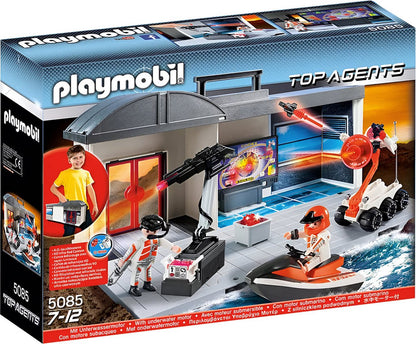 PLAYMOBIL, Top Agenten Transportabel Hoofdkwartier met Minifiguren en Accessoires, Veelkleurig