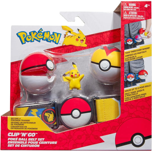 Jazwares Pokémon Clip'n'Go Poké Ball Belt Set Poké Ball, Luxury Ball & Pikachu Action Figuur