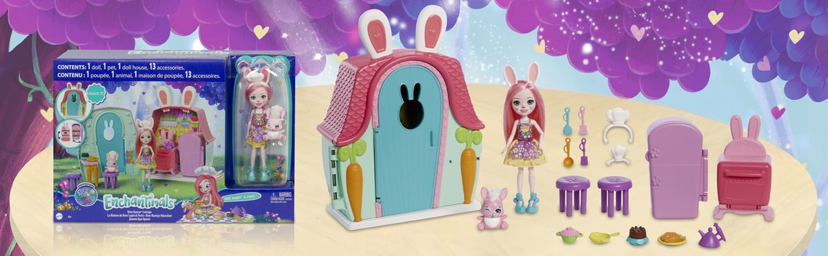 Enchantimals Speelset Bree Bunny Meisjes 15,2 Cm Roze 18-delig