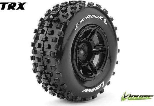 Louise RC - SC-ROCK - 1-10 Short Course Bandenset - Gemonteerd - Soft - Velgen Zwart - Zeskant 12mm - SLASH 2WD - Voor - L-T3229SBTF