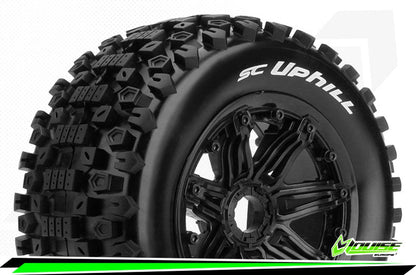 Louise RC - SC-UPHILL - 1-5 Short Course Truck Bandenset - Gemonteerd - Sport - Bead-Lock Velgen Zwart - Zeskant 24mm - Achter - L-T3293B