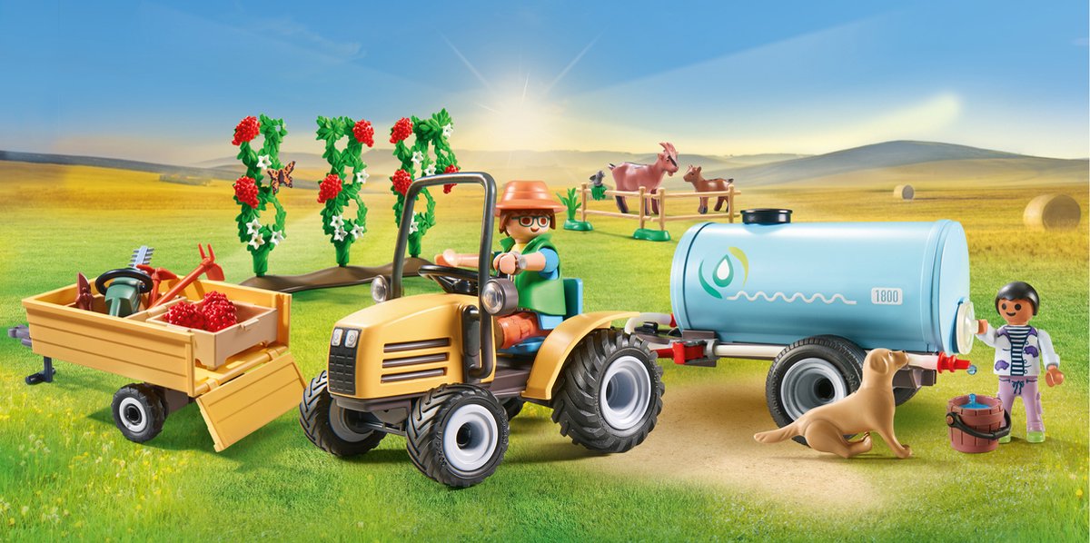 Country Tractor met aanhanger en watertank - 71442