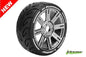 Louise RC - MFT - GT-TARMAC - 1-8 Buggy Bandenset - Gemonteerd - Soft - Spaakvelgen Zwart-Chrome - Zeskant 17mm - L-T3285SBC