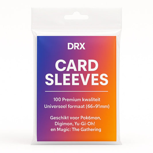 DRX Card Sleeves – 100 Stuks – Premium Kaartbescherming – Universeel Formaat (66x91mm) – Geschikt voor Pokémon, Digimon, Yu-Gi-Oh! & Magic: The Gathering – EAN 5430004418245