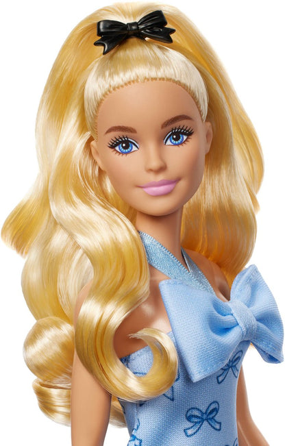Barbie Pop - Pop met Blond Haar en Blauw Halterjurkje met strik - Modepop