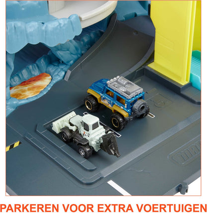 Mattel Matchbox Onderzoekscentrum - Speelgoedauto met vulkaan en licht & geluid