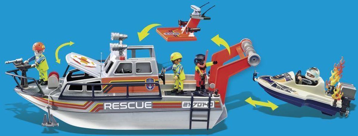 PLAYMOBIL City Action Redding op zee: brandbestrijdingsmissie met reddingskruiser - 70140