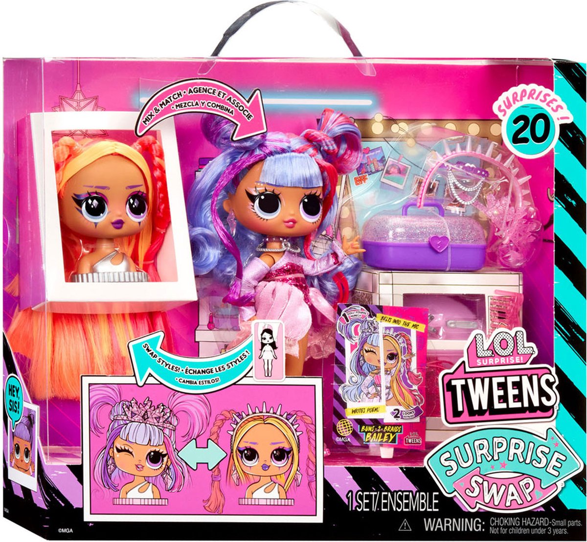 L.O.L. Surprise! Tweens Surprise - 16,5 cm - Swap Modepop - Buns-2-Braids Bailey