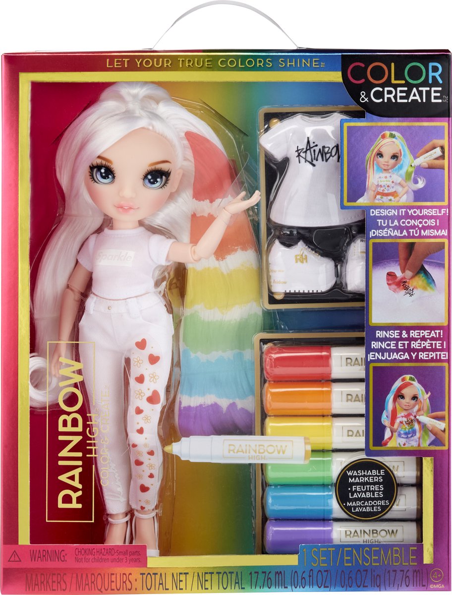 Rainbow High Color & Create - Blauwe ogen - 27 cm - Modepop