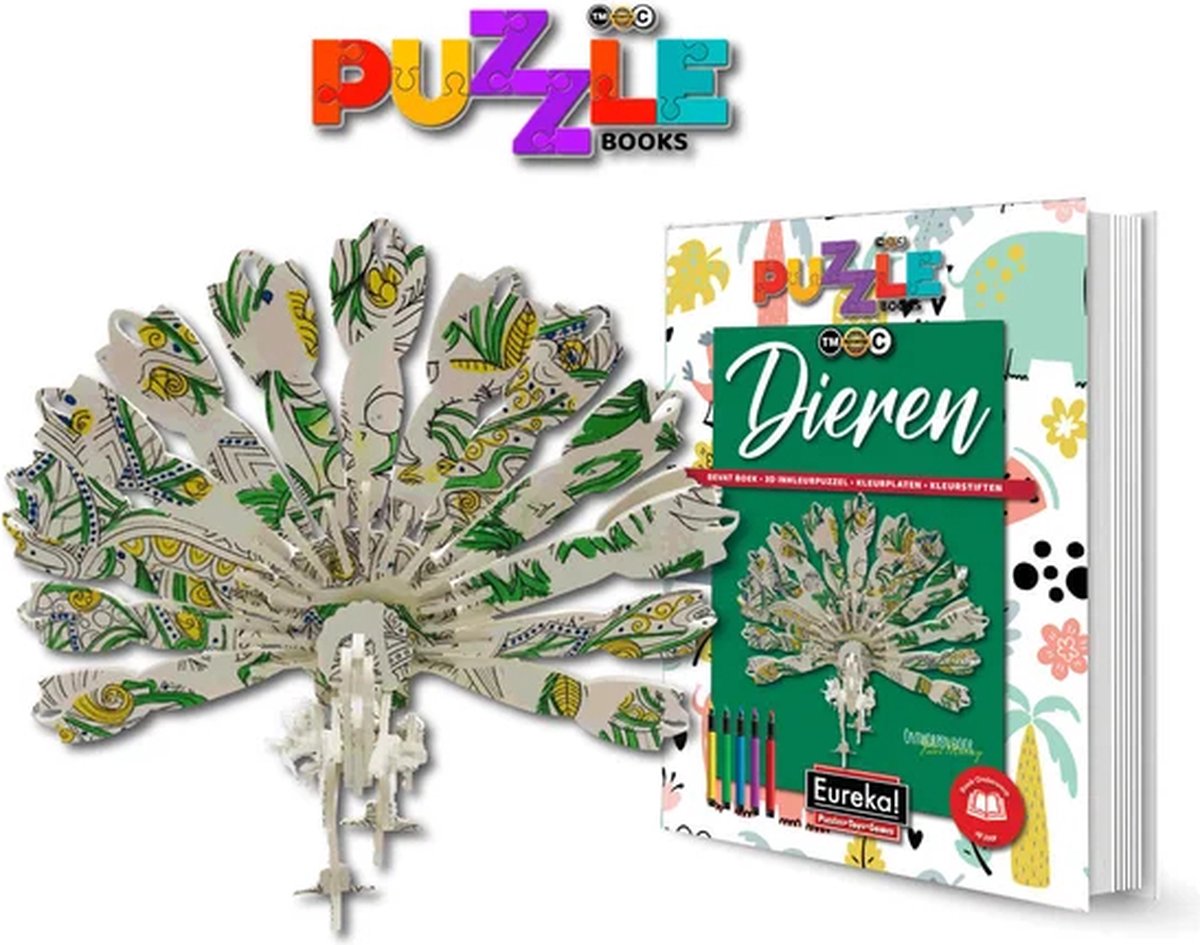 Eureka 3D Puzzle Books Kleur- en Puzzelboek - Dieren.