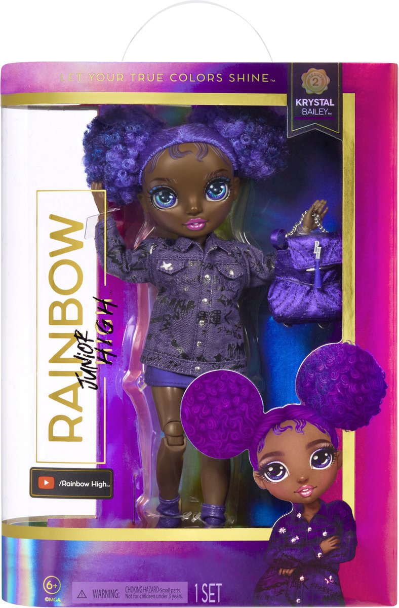 Rainbow High Junior High Special Edition Doll - 23 cm - Krystal Bailey - Paars - Modepop