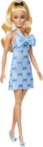 Barbie Pop - Pop met Blond Haar en Blauw Halterjurkje met strik - Modepop