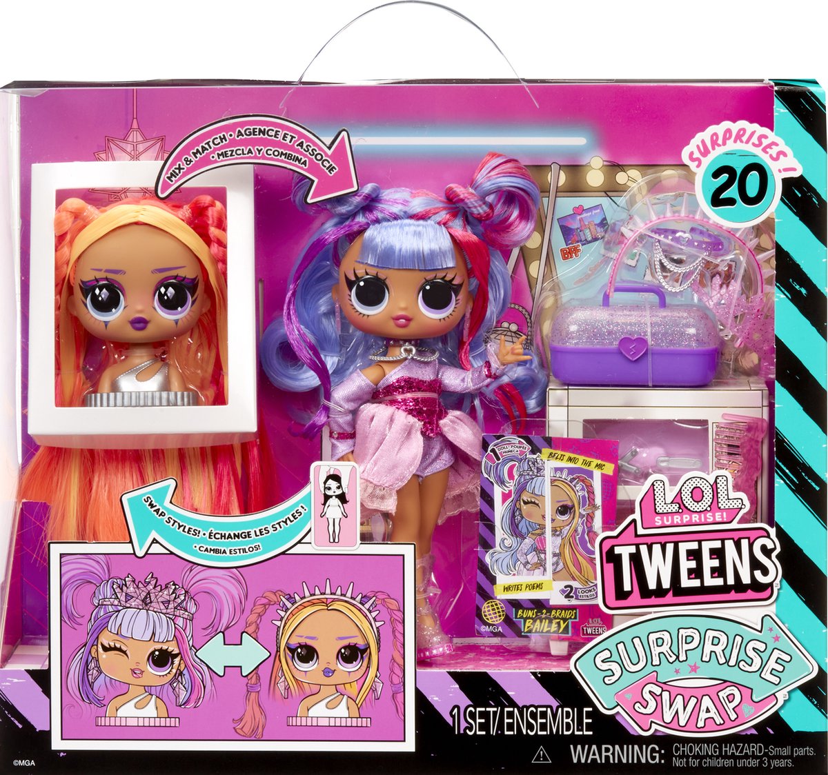 L.O.L. Surprise! Tweens Surprise - 16,5 cm - Swap Modepop - Buns-2-Braids Bailey