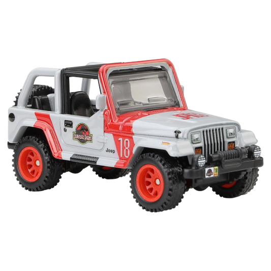 Hot Wheels Pop Culture/Entertainment Series JBL59 1992 Jeep Wrangler Sahara, grey Jurassic Park Schaal 1/64