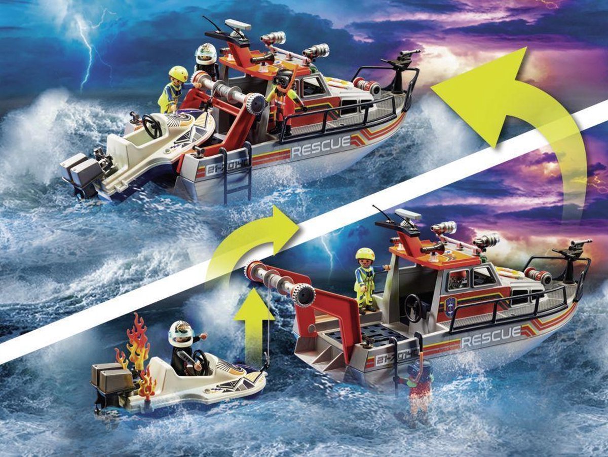 PLAYMOBIL City Action Redding op zee: brandbestrijdingsmissie met reddingskruiser - 70140
