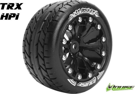 Louise RC - ST-ROCKET - 1-10 Stadium Truck Bandenset - Gemonteerd - Sport - Velgen 2.8 Zwart - 1/2-Offset - Zeskant 12mm - L-T3208SBH