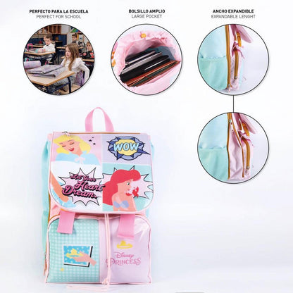 Schooltas Princesses Disney Roze, Multicolor (28,5 x 15 x 41 cm)