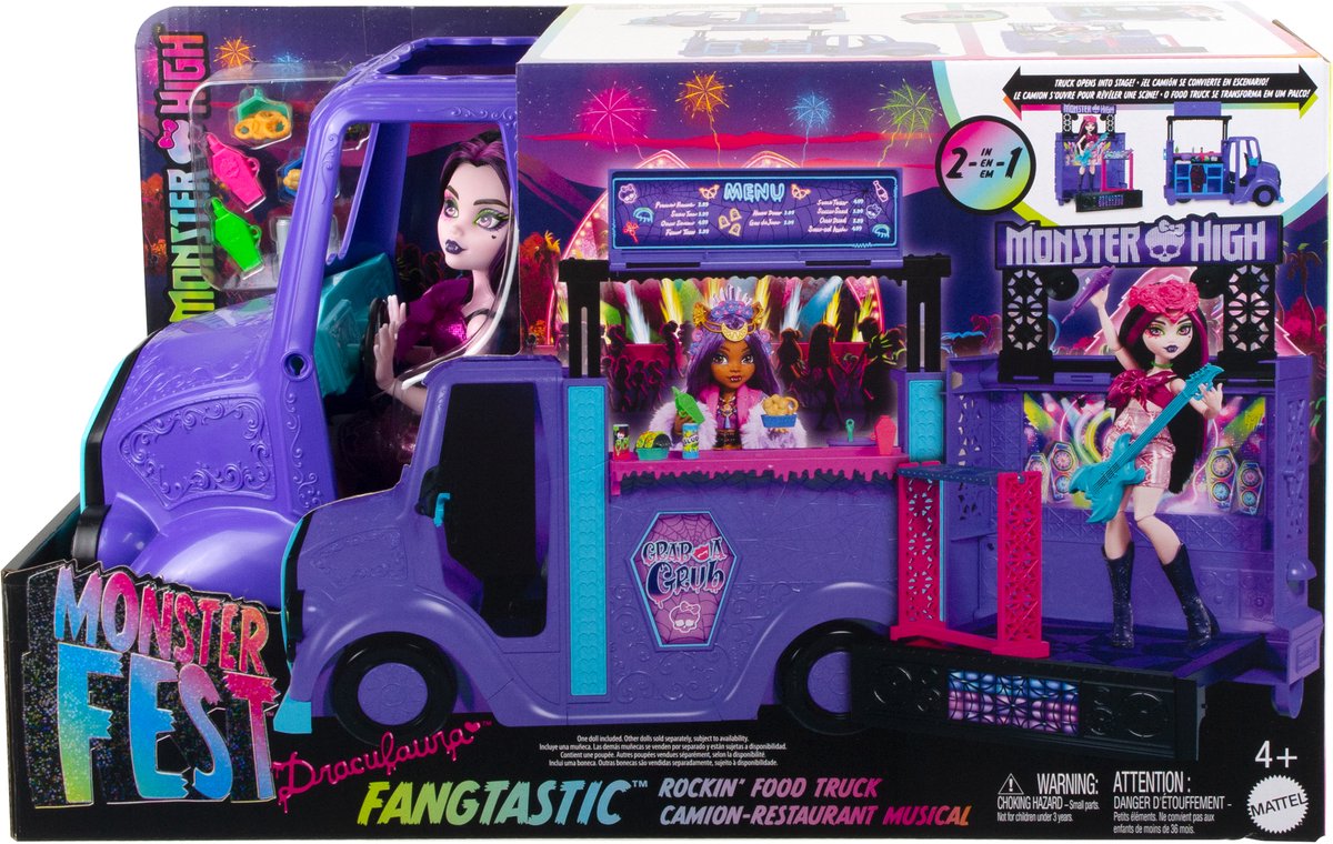 Mattel Monster High Koncertowy Food + Lalka Zestaw Hxh83 Vrachtwagen Roze