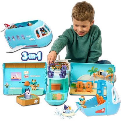 BLUEY - 3 in 1 Transformerend Vliegtuig Speelset - Incl. Bluey en Bingo speelfiguren