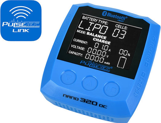 Pulsetec - Charger - Nano 320 - Pulse Link App - AC 11-18V - 320W Power - 0.1-15.0A - 1-6 Li-xx - 1-15 Ni-xx - 2-20V PB