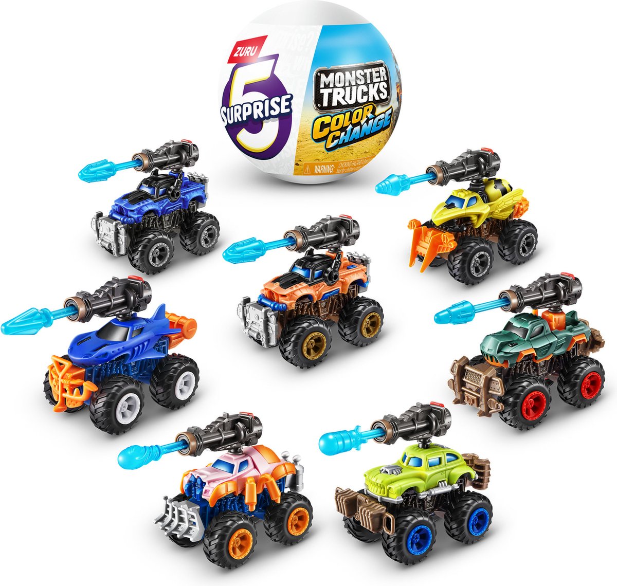 5 Surprise Color Change Monster Trucks Serie 3 van ZURU