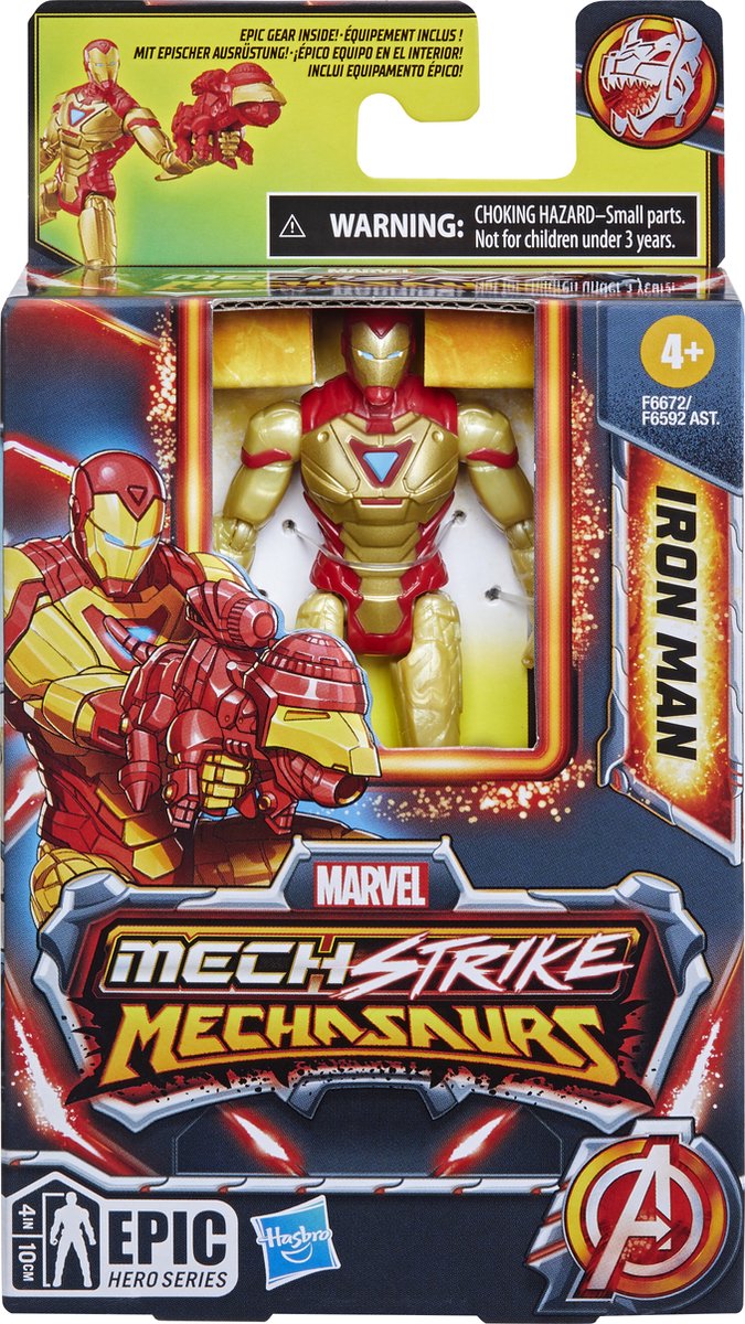 Marvel Mech Strike Mechasaurs Iron Man actiefiguur - 10 cm