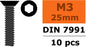 Revtec - Verzonkenkopschroef - Binnenzeskant - M3X25 - Staal - 10 st