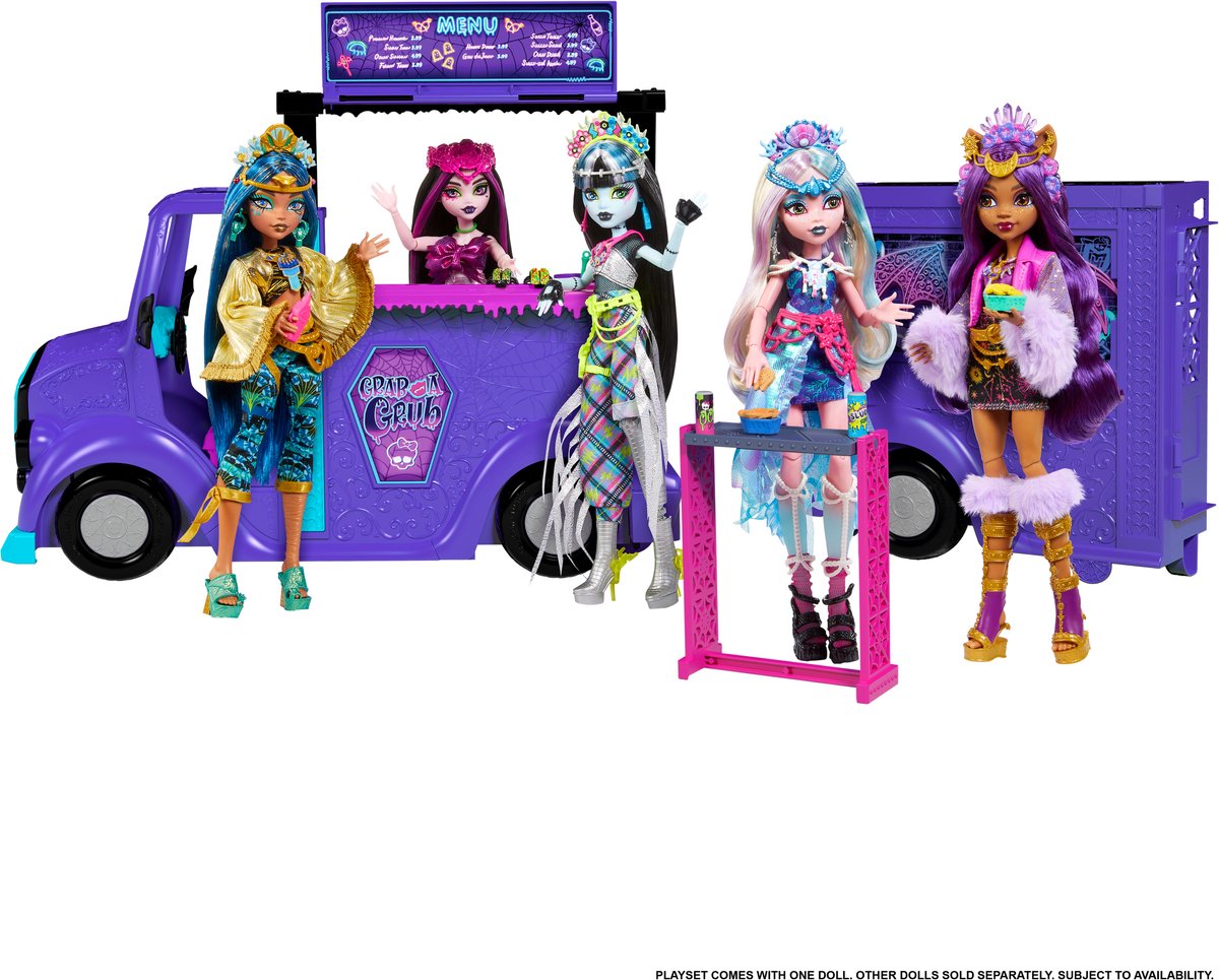 Mattel Monster High Koncertowy Food + Lalka Zestaw Hxh83 Vrachtwagen Roze