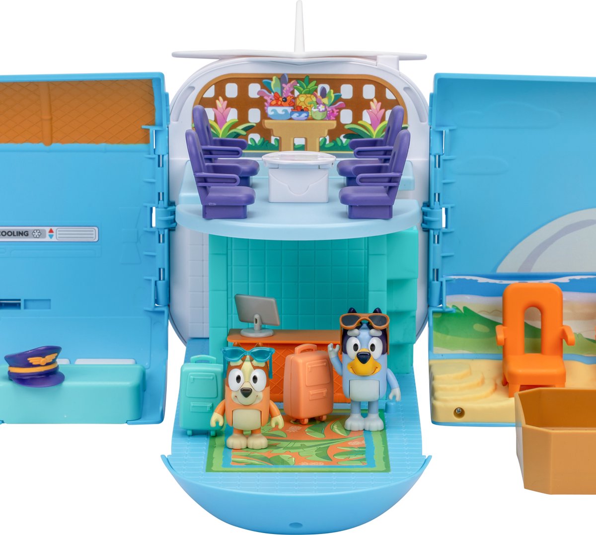 BLUEY - 3 in 1 Transformerend Vliegtuig Speelset - Incl. Bluey en Bingo speelfiguren