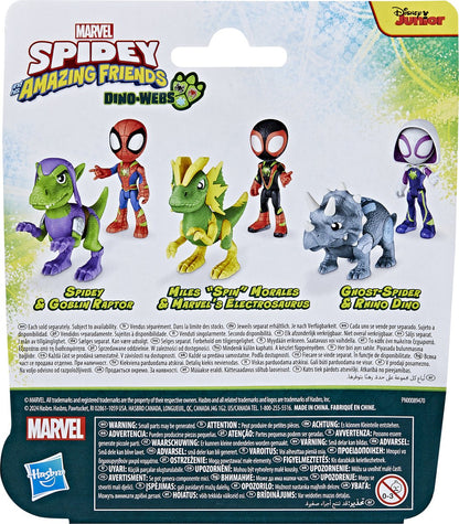 Marvel Spidey and His Amazing Friends - Dino-Webs Miles Morales en Electrosaurus - Actiefiguur - 10 cm