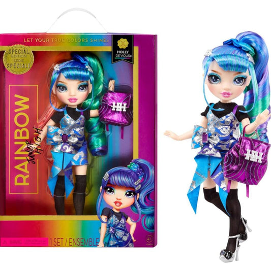 Rainbow High Junior High Special Edition Doll - 23 cm - Holly De'Vious - Blauw - Modepop