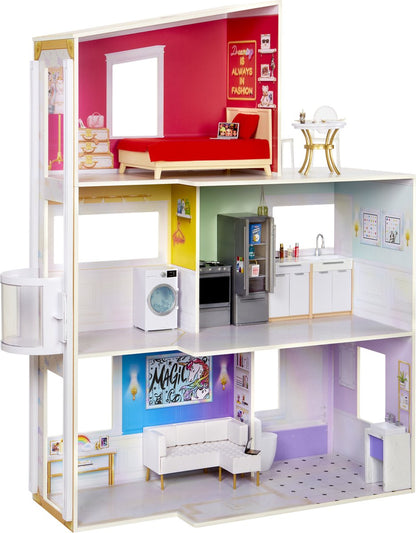 Rainbow High Huis - Houten poppenhuis met dakterras - Poppenhuis